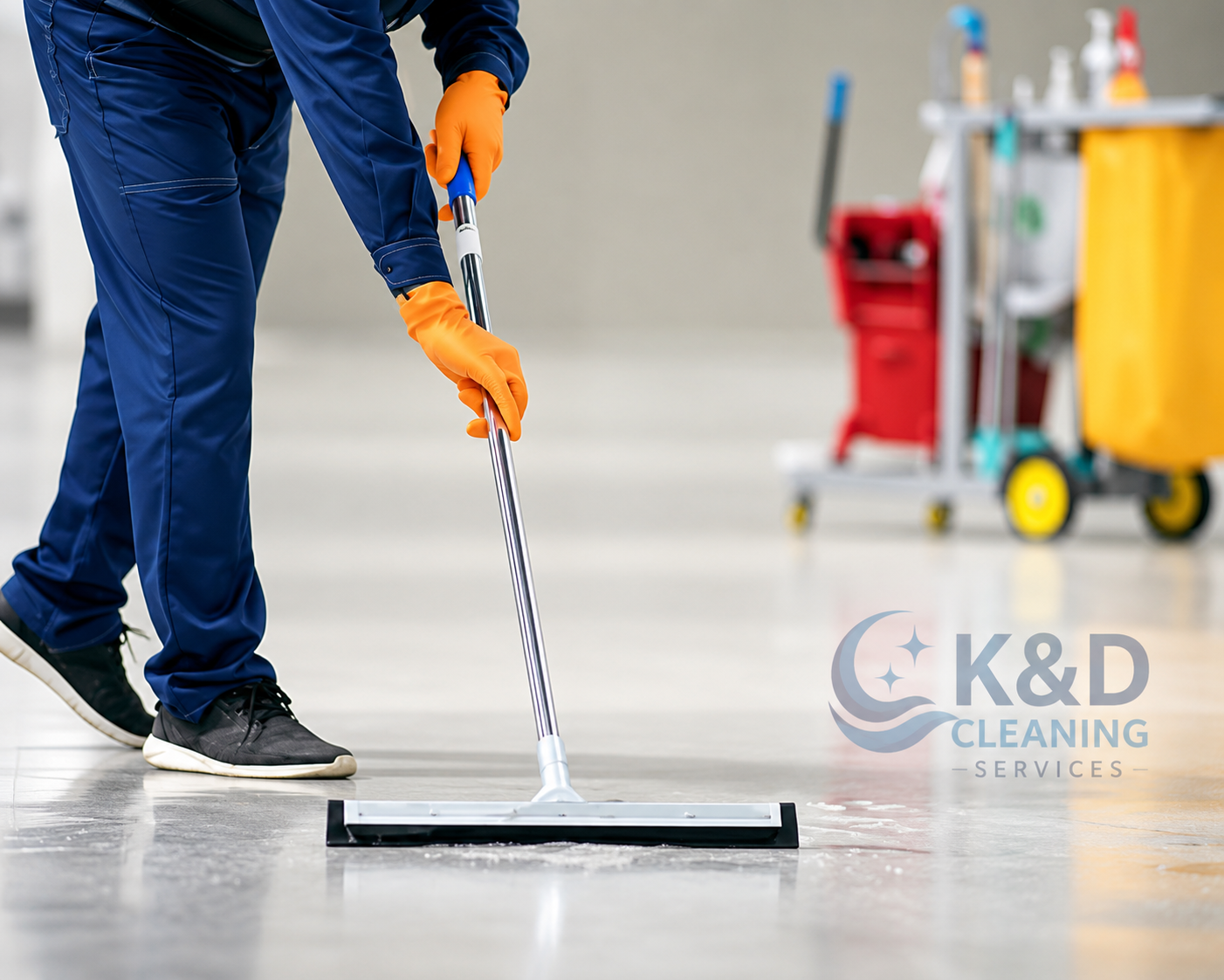 Professional technician cleaning a commercial environment